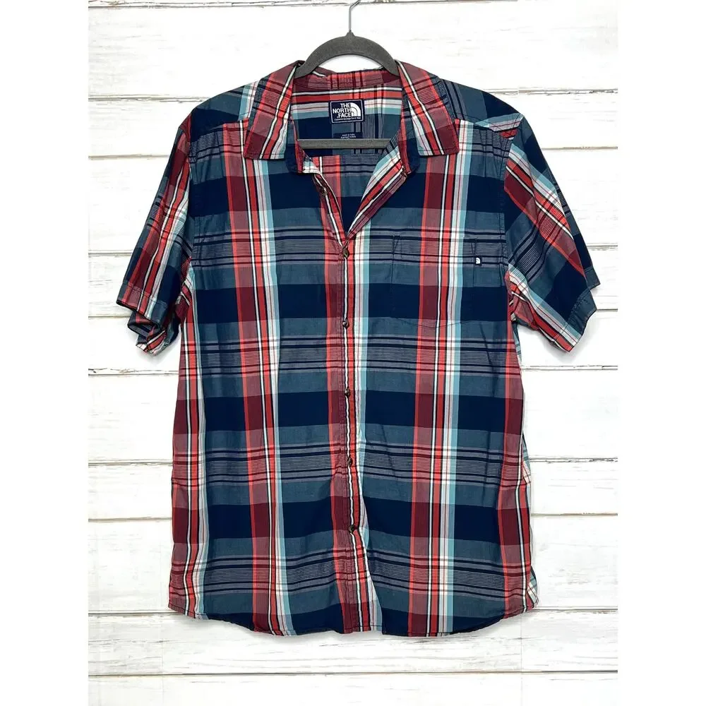 The North Face Plaid Button Down Shirt XL Short Sleeve Cotton Outdoor Casual